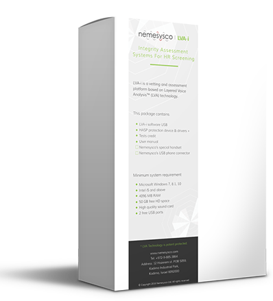 Nemesysco's LVA-i for assessment , integrity & risk and personality packacge